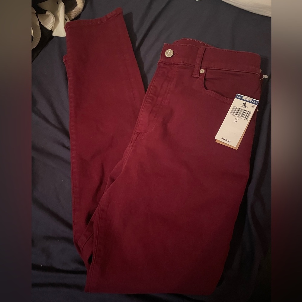 Dark maroon red Denim jeans